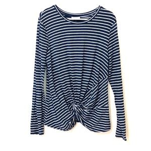 Universal thread navy blue & white stripe LS